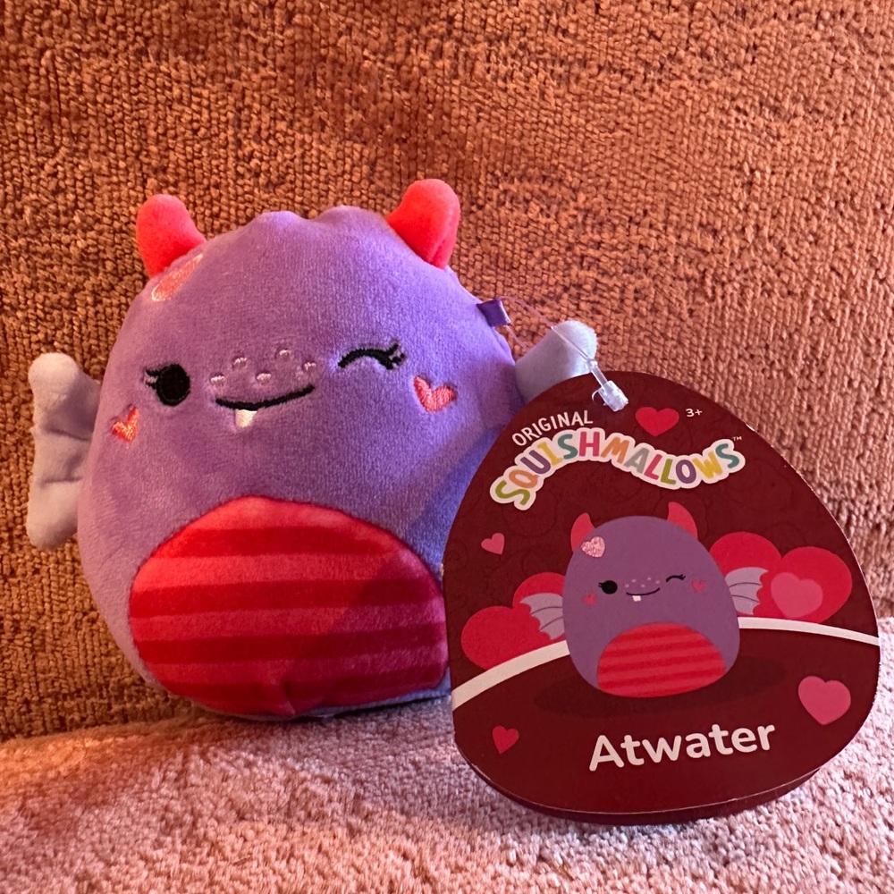 Squishmallows 4 in Atwater the Love Monster with Valentine’s Day tag